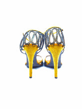 Load image into Gallery viewer, SERGIO ROSSI Size 10 Mustard Suede Crystal Zig Zag Sandals