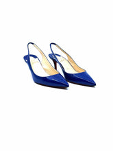 Load image into Gallery viewer, CHRISTIAN LOUBOUTIN Size 6.5 Blue Patent Leather Sling back