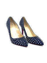 Load image into Gallery viewer, CHRISTIAN LOUBOUTIN Size 6.5 Blue Denim Rockstud Pumps