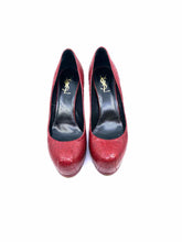 Load image into Gallery viewer, YVES SAINT LAURENT Size 9.5 Red Leather Pumps