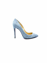 Load image into Gallery viewer, CHRISTIAN LOUBOUTIN Size 8 Grey Wool Pinstripe Pumps