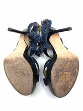 Load image into Gallery viewer, JIMMY CHOO Size 7.5 Navy Leather Glitter Solid Sandals