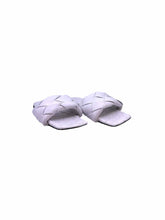 Load image into Gallery viewer, BOTTEGA VENETA Size 9.5 White Leather Woven Slide