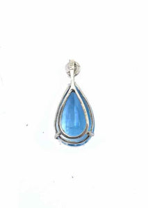 14K Blue Topaz Diamond  Pendant