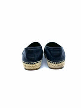 Load image into Gallery viewer, YVES SAINT LAURENT Espadrille Size 7 Black Leather Solid Flats