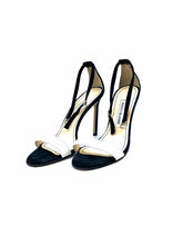 Load image into Gallery viewer, MANOLO BLAHNIK Size 6.5 black, white Suede, Leather Sandals