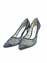 Load image into Gallery viewer, JIMMY CHOO Romy Size 11.5 Black Mesh Sequined Abstract Pumps