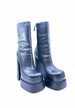 Load image into Gallery viewer, VERSACE Size 9 Black Leather Solid Ankle Boot