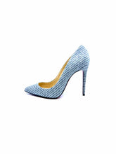 Load image into Gallery viewer, CHRISTIAN LOUBOUTIN Size 8 Grey Wool Pinstripe Pumps