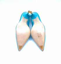 Load image into Gallery viewer, MIU MIU Size 6 Turquoise Satin Pumps