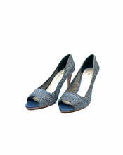 Load image into Gallery viewer, PRADA Size 9.5 Blue Leather Woven Pumps