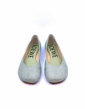 Load image into Gallery viewer, LOEWE Size 11 Pastel Green Crystal Solid Flats