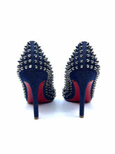 Load image into Gallery viewer, CHRISTIAN LOUBOUTIN Size 6.5 Blue Denim Rockstud Pumps