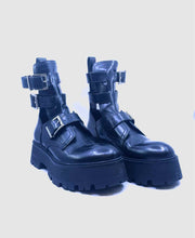 Load image into Gallery viewer, ALEXANDER MCQUEEN Size 9.5 Black Leather Ankle Boot