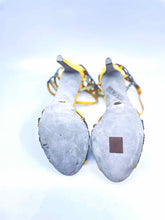 Load image into Gallery viewer, SERGIO ROSSI Size 10 Mustard Suede Crystal Zig Zag Sandals