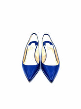 Load image into Gallery viewer, CHRISTIAN LOUBOUTIN Size 6.5 Blue Patent Leather Sling back