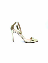 Load image into Gallery viewer, MANOLO BLAHNIK Size 11 Gold Leather Metallic Solid Sandals