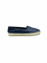 Load image into Gallery viewer, YVES SAINT LAURENT Espadrille Size 7 Black Leather Solid Flats