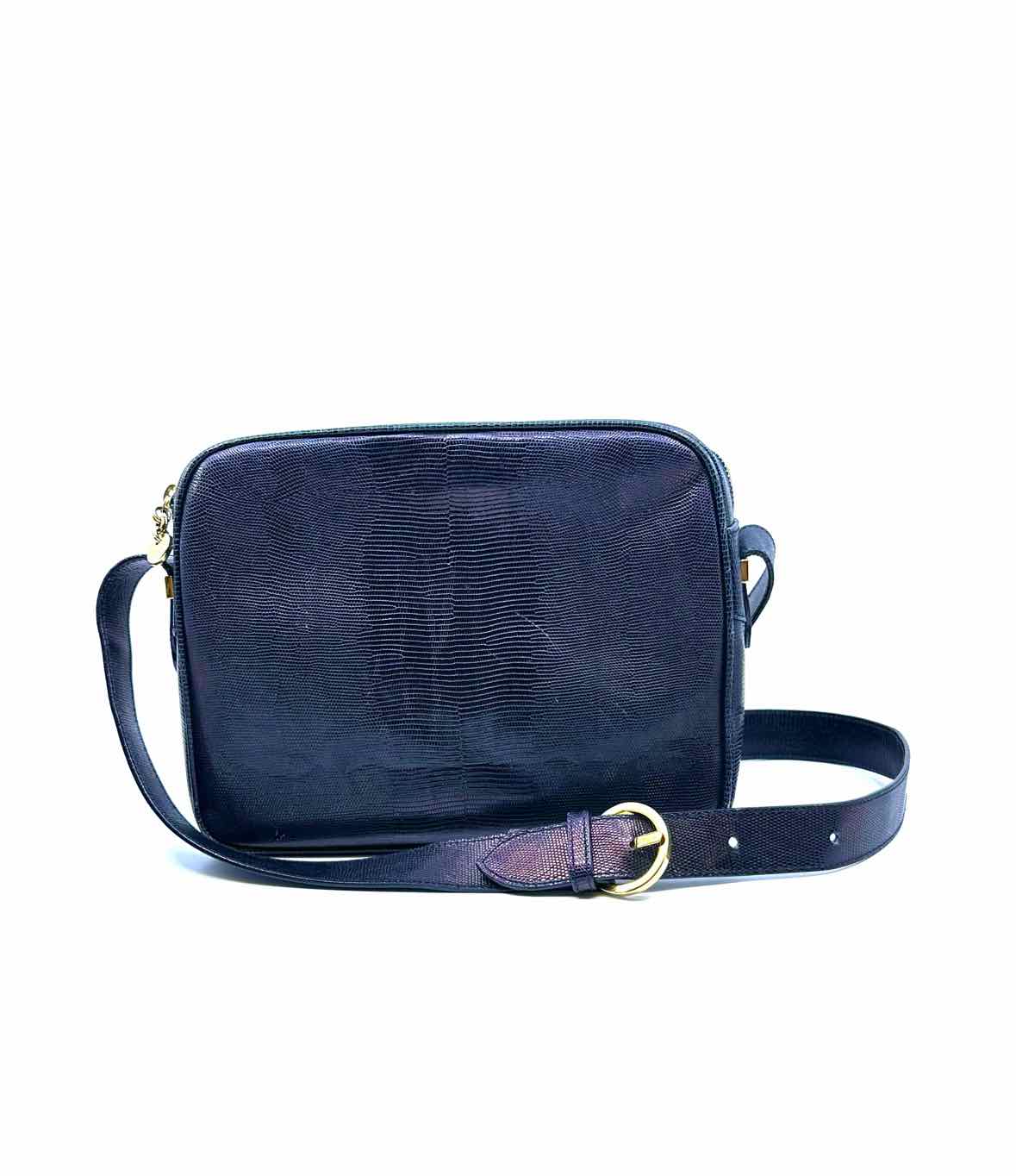 SALVATORE FERRAGAMO Navy Lizard Solid Handbag – Labels Luxury