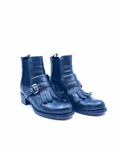 Load image into Gallery viewer, PRADA Size 9 Black Leather Solid Ankle Boot