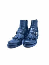 Load image into Gallery viewer, PRADA Size 9 Black Leather Solid Ankle Boot