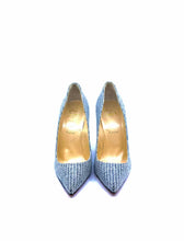 Load image into Gallery viewer, CHRISTIAN LOUBOUTIN Size 8 Grey Wool Pinstripe Pumps