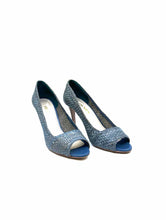 Load image into Gallery viewer, PRADA Size 9.5 Blue Leather Woven Pumps