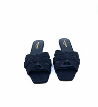 Load image into Gallery viewer, YVES SAINT LAURENT Tribute Size 7.5 Black Denim Solid Sandals