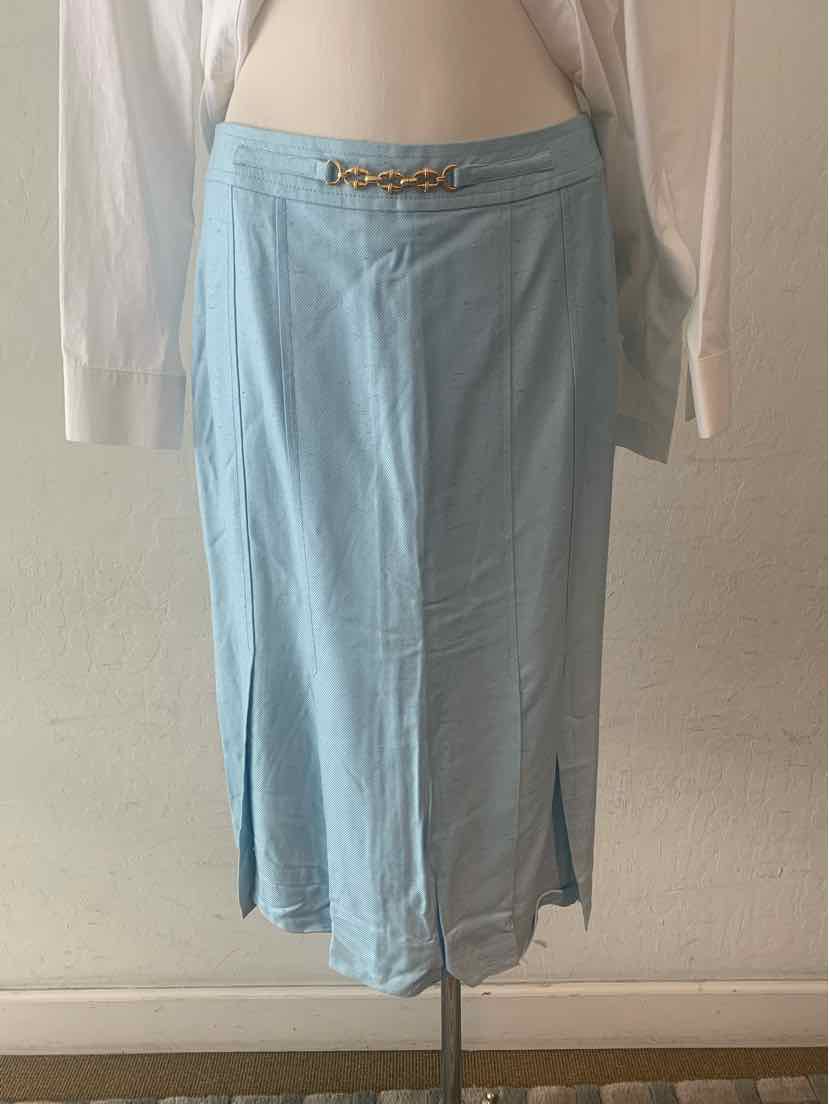 CELINE Size 10 Baby Blue Solid Skirt