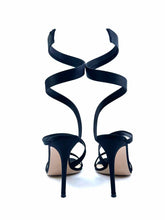 Load image into Gallery viewer, GIANVITO ROSSI Size 11 Black Satin Scalloped Sandals
