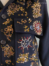 Load image into Gallery viewer, LIBERTINE Size XS Black Cashmere Blend Floral Jacket