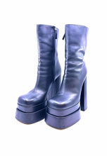 Load image into Gallery viewer, VERSACE Size 9 Black Leather Solid Ankle Boot