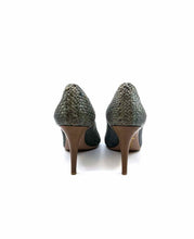 Load image into Gallery viewer, PRADA Size 9.5 Blue Leather Woven Pumps