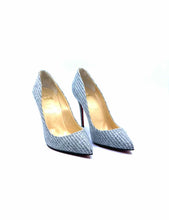 Load image into Gallery viewer, CHRISTIAN LOUBOUTIN Size 8 Grey Wool Pinstripe Pumps