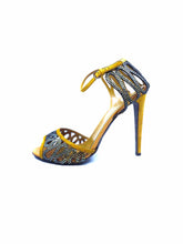 Load image into Gallery viewer, SERGIO ROSSI Size 10 Mustard Suede Crystal Zig Zag Sandals