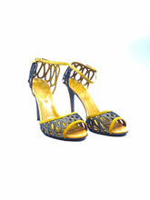 Load image into Gallery viewer, SERGIO ROSSI Size 10 Mustard Suede Crystal Zig Zag Sandals