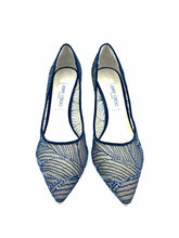 Load image into Gallery viewer, JIMMY CHOO Romy Size 11.5 Black Mesh Sequined Abstract Pumps
