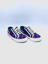 Load image into Gallery viewer, GUCCI Size 6 Blue, Red Canvas Polka Dot Sneakers