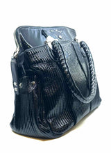 Load image into Gallery viewer, CHLOE Black Patent Leather Ribbed Handbag