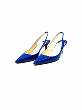 Load image into Gallery viewer, CHRISTIAN LOUBOUTIN Size 6.5 Blue Patent Leather Sling back