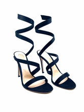 Load image into Gallery viewer, GIANVITO ROSSI Size 11 Black Satin Scalloped Sandals