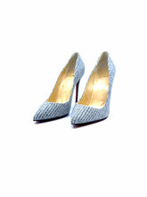 Load image into Gallery viewer, CHRISTIAN LOUBOUTIN Size 8 Grey Wool Pinstripe Pumps