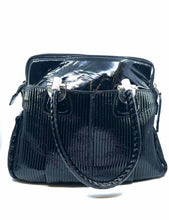 Load image into Gallery viewer, CHLOE Black Patent Leather Ribbed Handbag
