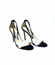 Load image into Gallery viewer, MANOLO BLAHNIK Size 6.5 black, white Suede, Leather Sandals
