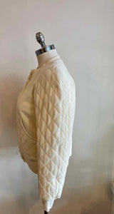 SONIA RYKIEL Size 2 Cream Velour Quilted Jacket