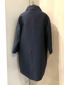 PAUW Size 10 Navy Silk Blend Solid Coat