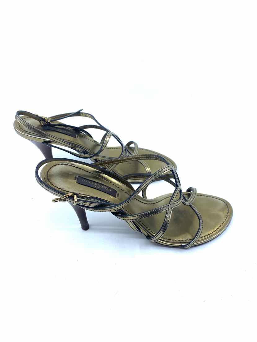 LOUIS VUITTON Size 7 Bronze Leather Solid Sandals – Labels Luxury
