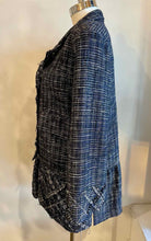 Load image into Gallery viewer, CHANEL Size 6 Navy & White Cotton Blend Blazer