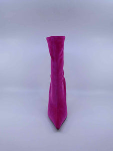 BALENCIAGA Size 6 Hot Pink Velvet Tall Boot