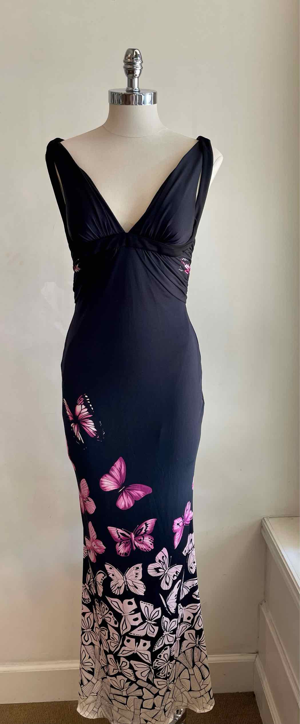 GIANNI VERSACE Size 8 Black & Pink Butterflies Gown/Evening Wear GIANNI VERSACE Size 8 Black & Pink Butterflies Gown/Evening Wear